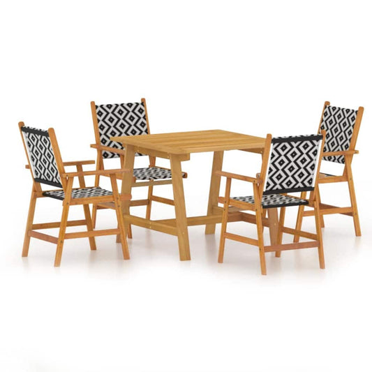 5 Piece Garden Dining Set Solid Acacia Wood 88 cm table length 4
