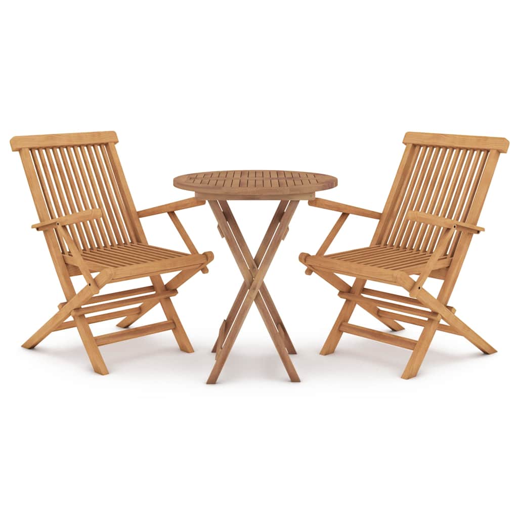 vidaXL 3 Piece Garden Dining Set Solid Wood Teak 2