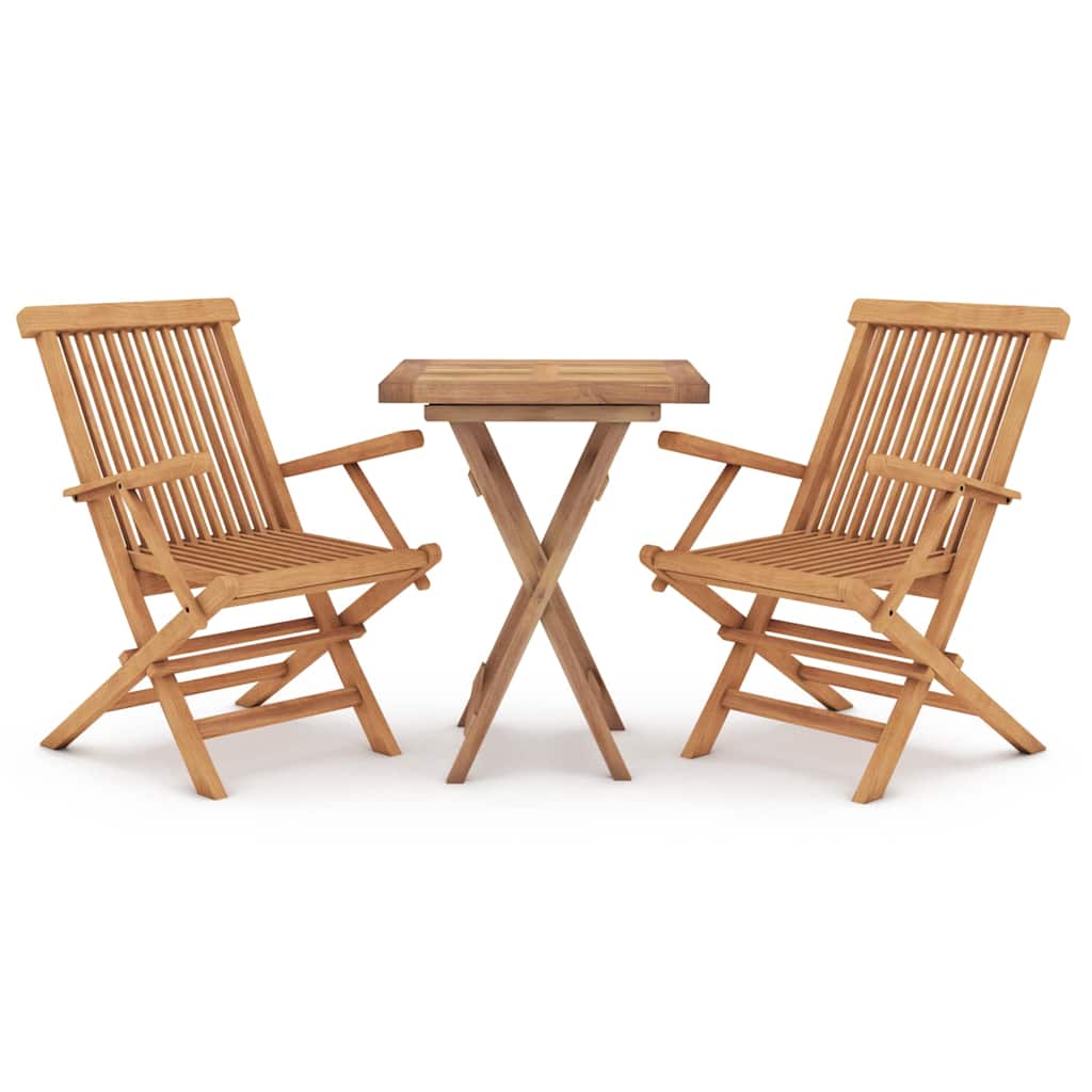 vidaXL 3 Piece Garden Dining Set Solid Wood Teak 2