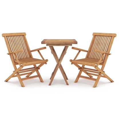 vidaXL 3 Piece Garden Dining Set Solid Wood Teak 2
