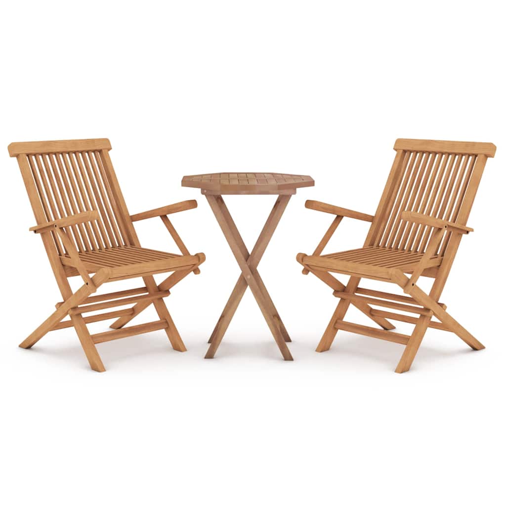 vidaXL 3 Piece Garden Dining Set Solid Wood Teak 2