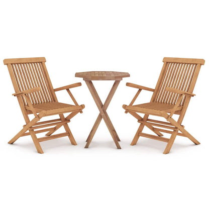 vidaXL 3 Piece Garden Dining Set Solid Wood Teak 2