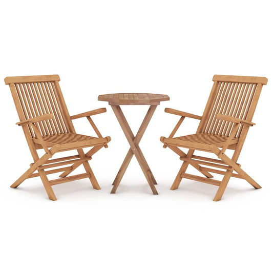 vidaXL 3 Piece Garden Dining Set Solid Wood Teak 2