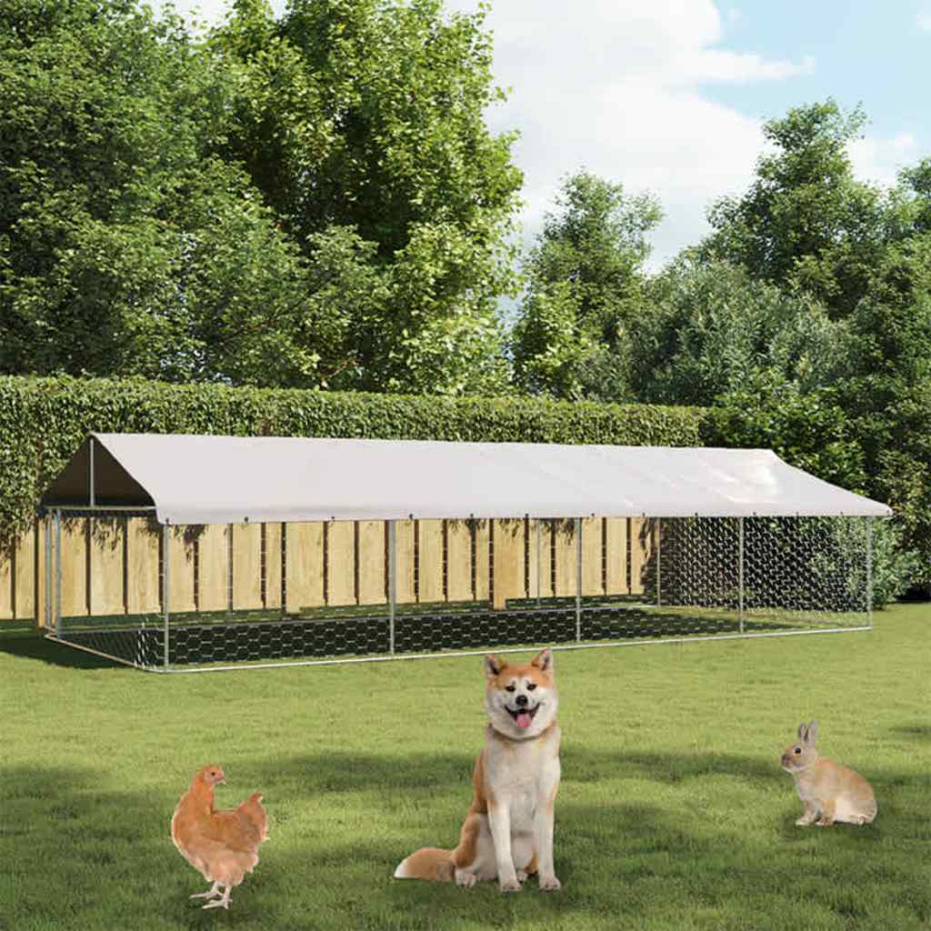 Outdoor Dog Kennel with Roof 300 cm