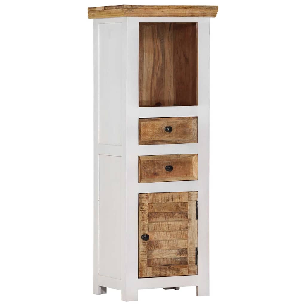 vidaXL Highboard Brown&White 40x30x110 cm Solid Wood Mango and Acacia 1