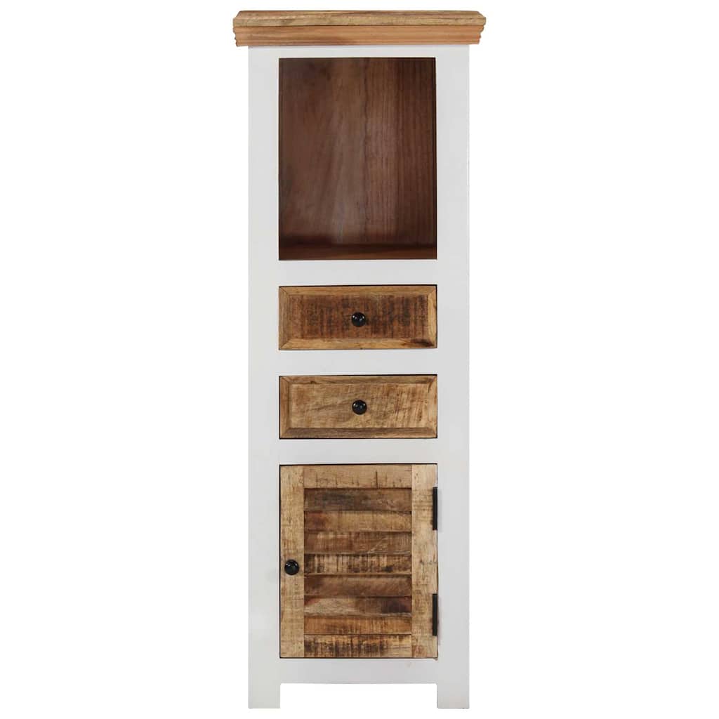 vidaXL Highboard Brown&White 40x30x110 cm Solid Wood Mango and Acacia 2