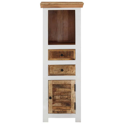 vidaXL Highboard Brown&White 40x30x110 cm Solid Wood Mango and Acacia 2