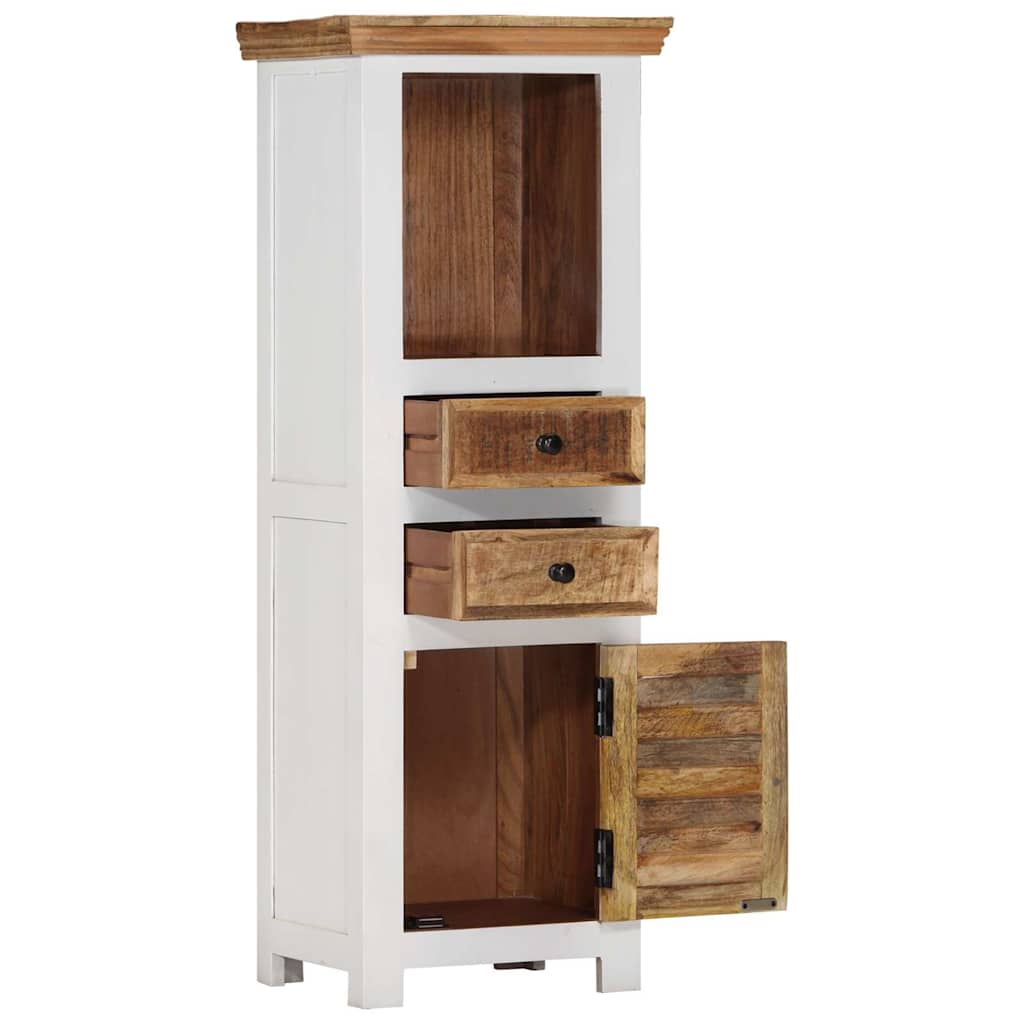 vidaXL Highboard Brown&White 40x30x110 cm Solid Wood Mango and Acacia 3