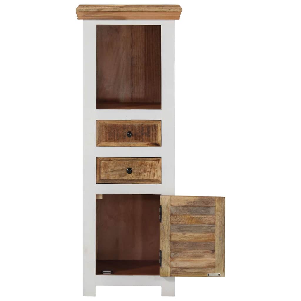 vidaXL Highboard Brown&White 40x30x110 cm Solid Wood Mango and Acacia 4
