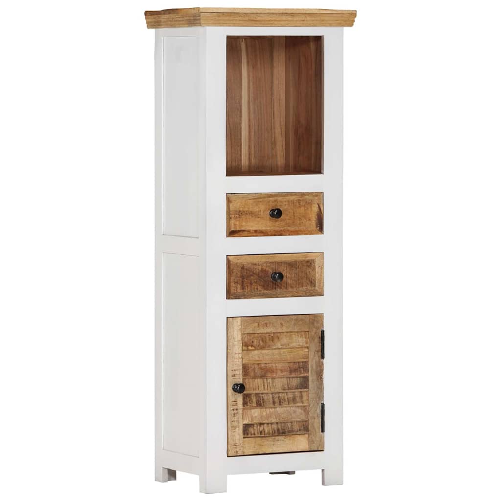 vidaXL Highboard Brown&White 40x30x110 cm Solid Wood Mango and Acacia 6