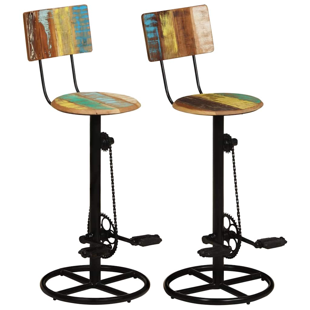 vidaXL Bar Stools 2 pcs Solid Wood Reclaimed 1
