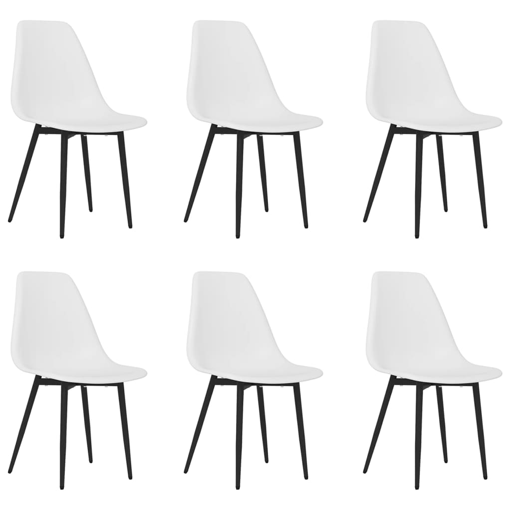 vidaXL Dining Chair | Set of 6 | White | Polypropylene, powder-coated metal 2