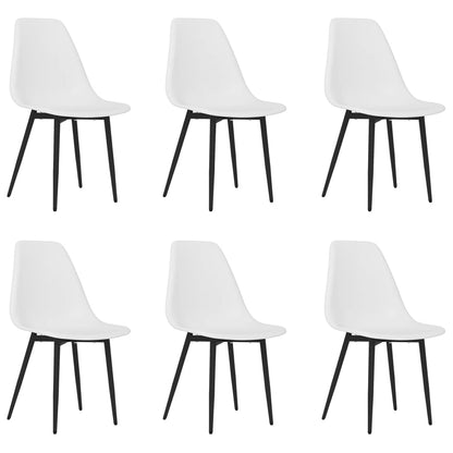 vidaXL Dining Chair | Set of 6 | White | Polypropylene, powder-coated metal 2