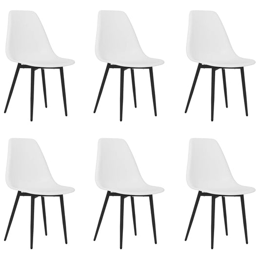 vidaXL Dining Chair | Set of 6 | White | Polypropylene, powder-coated metal 2