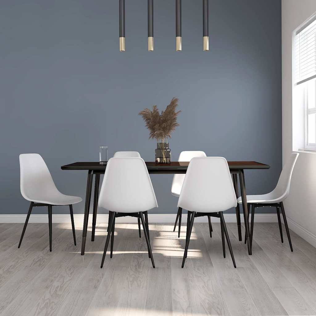 vidaXL Dining Chair | Set of 6 | White | Polypropylene, powder-coated metal 1