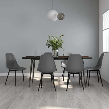 vidaXL Dining Chair | Set of 6 | Grey | PP (polypropylene), powder-coated metal 1