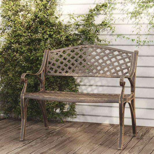 vidaXL Garden Bench 102 cm Cast Aluminium Bronze 1