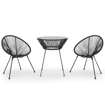 vidaXL 3 Piece Garden Dining Set Black 2