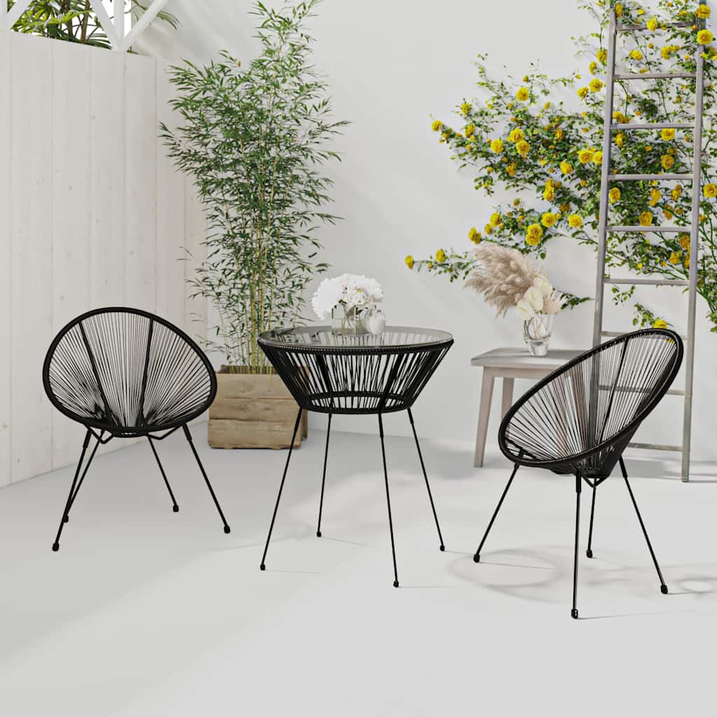 vidaXL 3 Piece Garden Dining Set Black 1