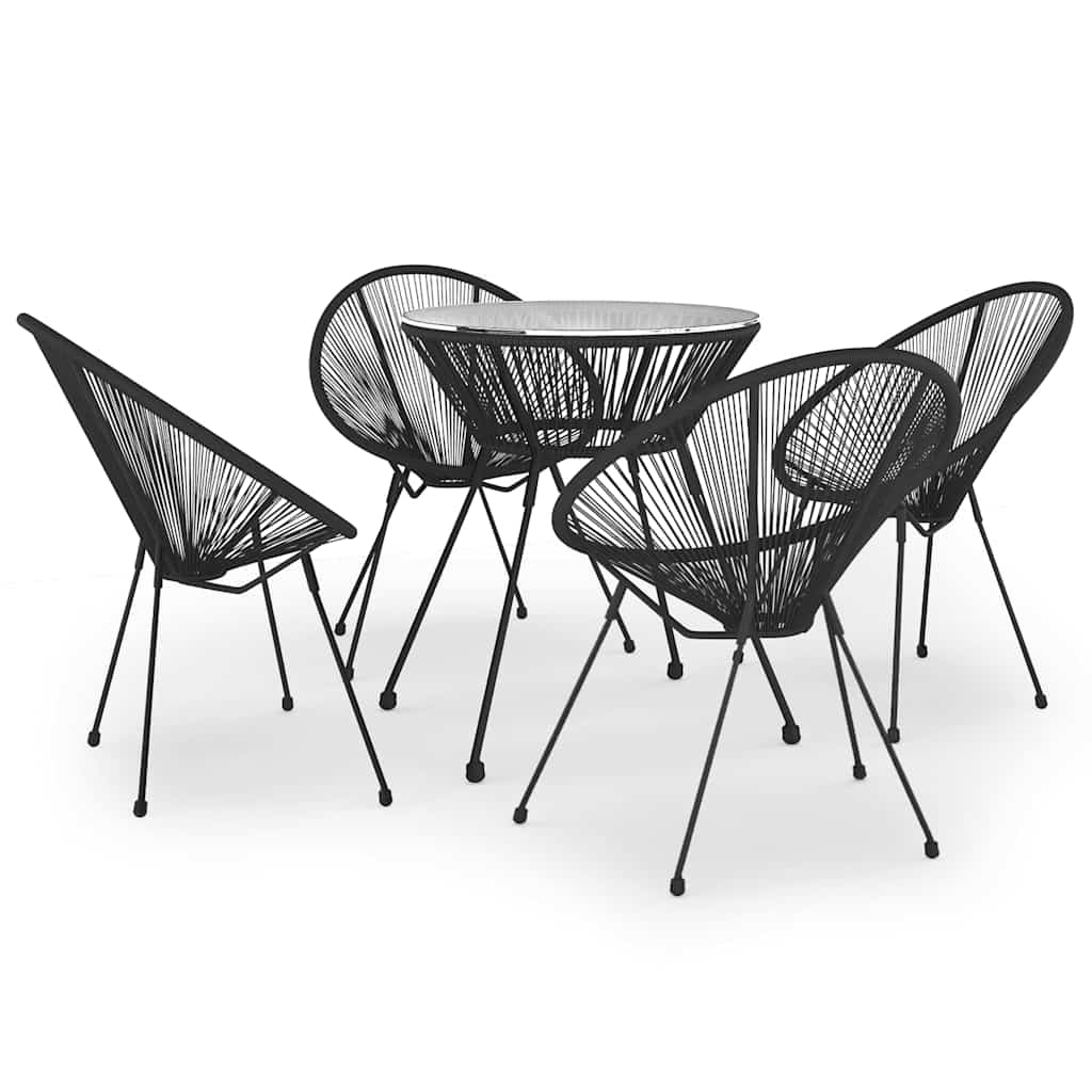 vidaXL 5 Piece Garden Dining Set Black 2