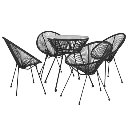 vidaXL 5 Piece Garden Dining Set Black 3