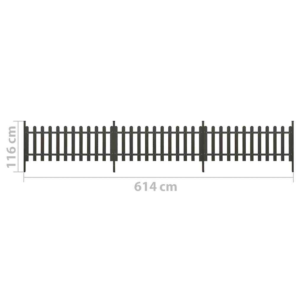 vidaXL Picket Fence with Posts 3 pcs WPC 614x80 cm 5