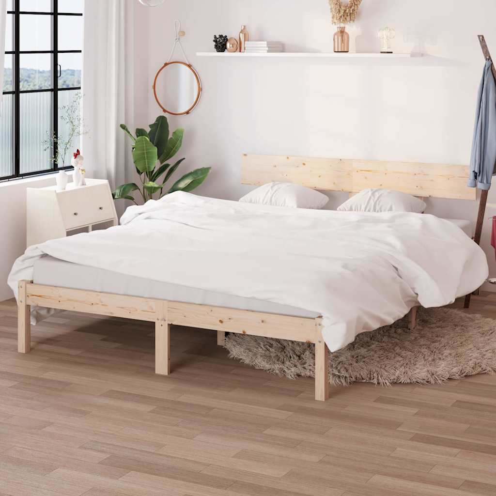 Bed Frame without Mattress Solid Wood Length 190 cm Natural 120 cm