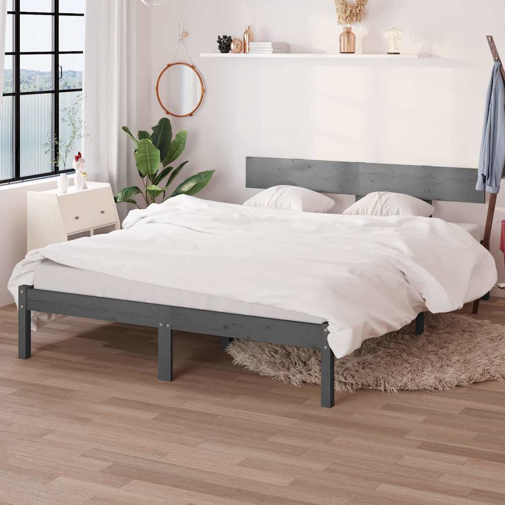 Bed Frame without Mattress Solid Wood Length 190 cm Grey 120 cm