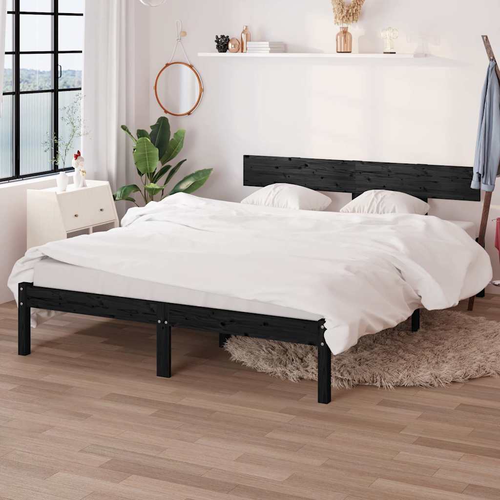 Bed Frame without Mattress Solid Wood Length 190 cm Black 120 cm