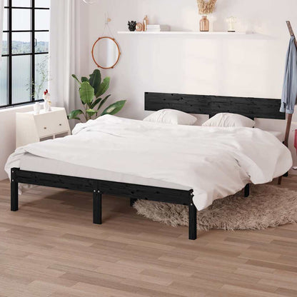 Bed Frame without Mattress Solid Wood Length 190 cm Black 120 cm