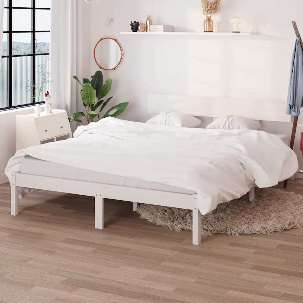 Bed Frame without Mattress Solid Wood Length 190 cm White 140 cm
