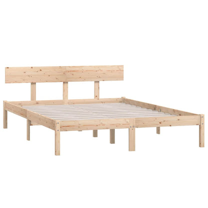 Bed Frame without Mattress Solid Wood Length 200 cm Natural 140 cm