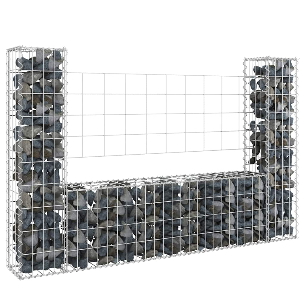 U-shape Gabion Basket with 2 Posts Iron Height 100 cm 140 cm