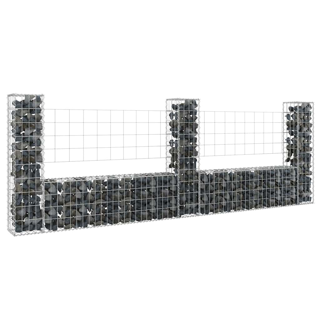 U-shape Gabion Basket with 2 Posts Iron Height 100 cm 260 cm
