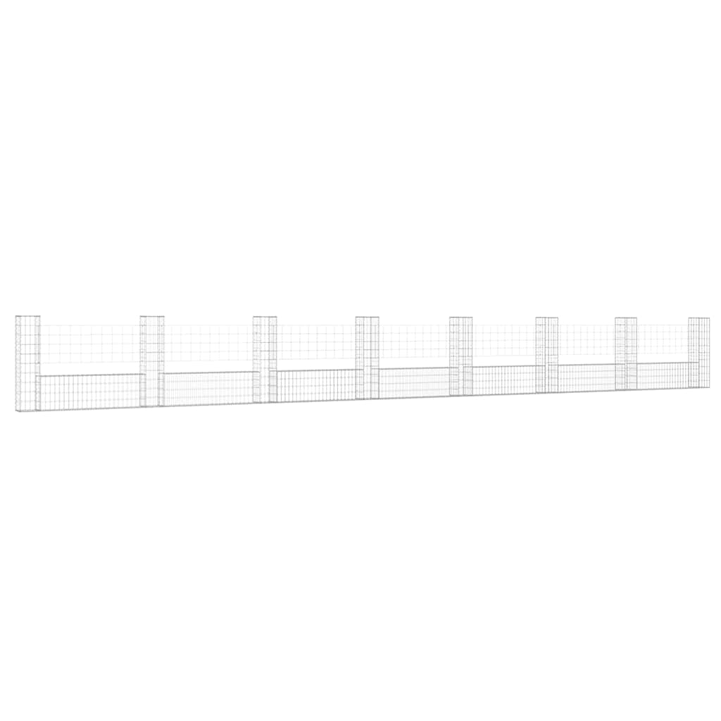 vidaXL U-shape Gabion Basket with 8 Posts Iron 860x20x100 cm 2
