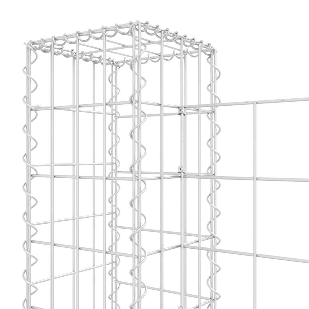 vidaXL U-shape Gabion Basket with 8 Posts Iron 860x20x100 cm 5