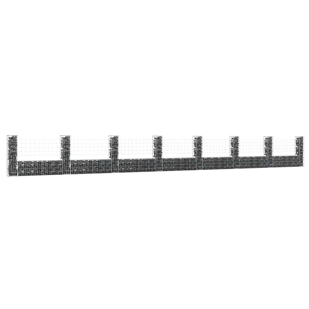 vidaXL U-shape Gabion Basket with 8 Posts Iron 860x20x100 cm 1