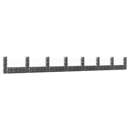 vidaXL U-shape Gabion Basket with 8 Posts Iron 860x20x100 cm 1