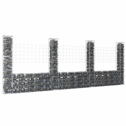 U-shape Gabion Basket with 2 Posts Iron Height 150 cm 380 cm