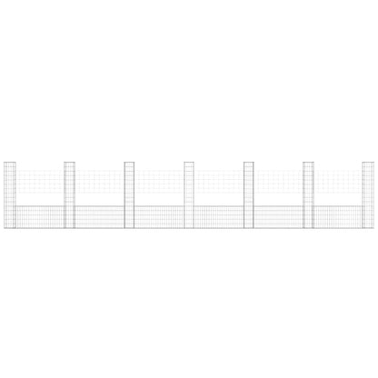 vidaXL U-shape Gabion Basket with 7 Posts Iron 740x20x150 cm 3