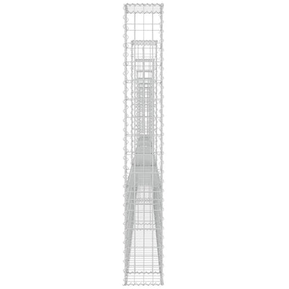 vidaXL U-shape Gabion Basket with 7 Posts Iron 740x20x150 cm 4