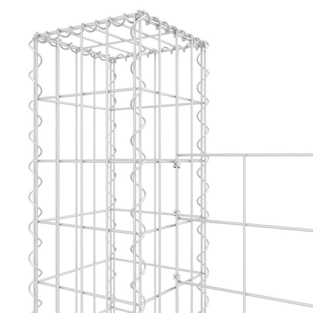 vidaXL U-shape Gabion Basket with 7 Posts Iron 740x20x150 cm 5