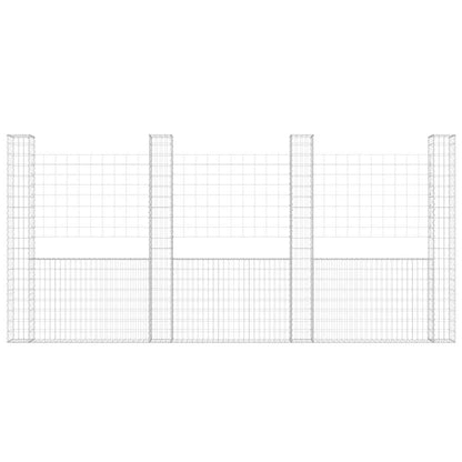 vidaXL U-shape Gabion Basket with 4 Posts Iron 380x20x200 cm 3