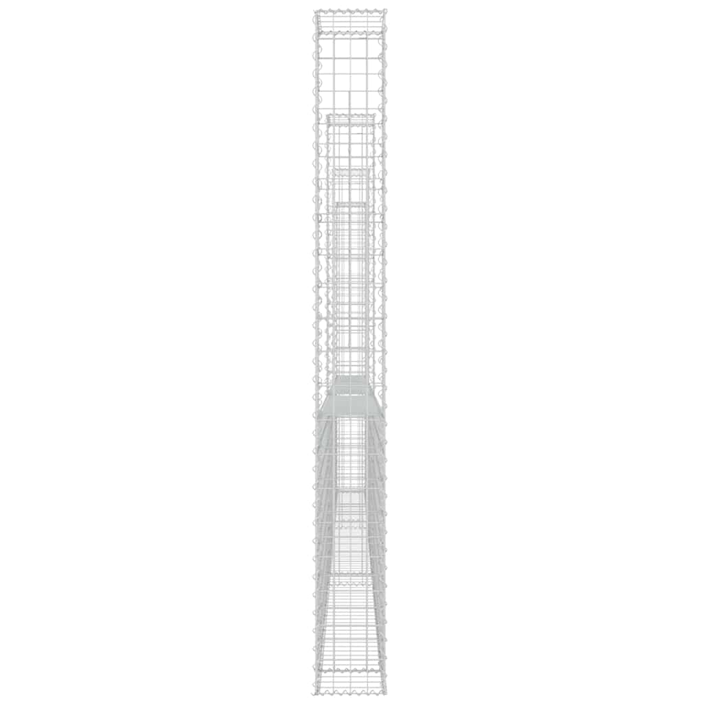 vidaXL U-shape Gabion Basket with 4 Posts Iron 380x20x200 cm 4