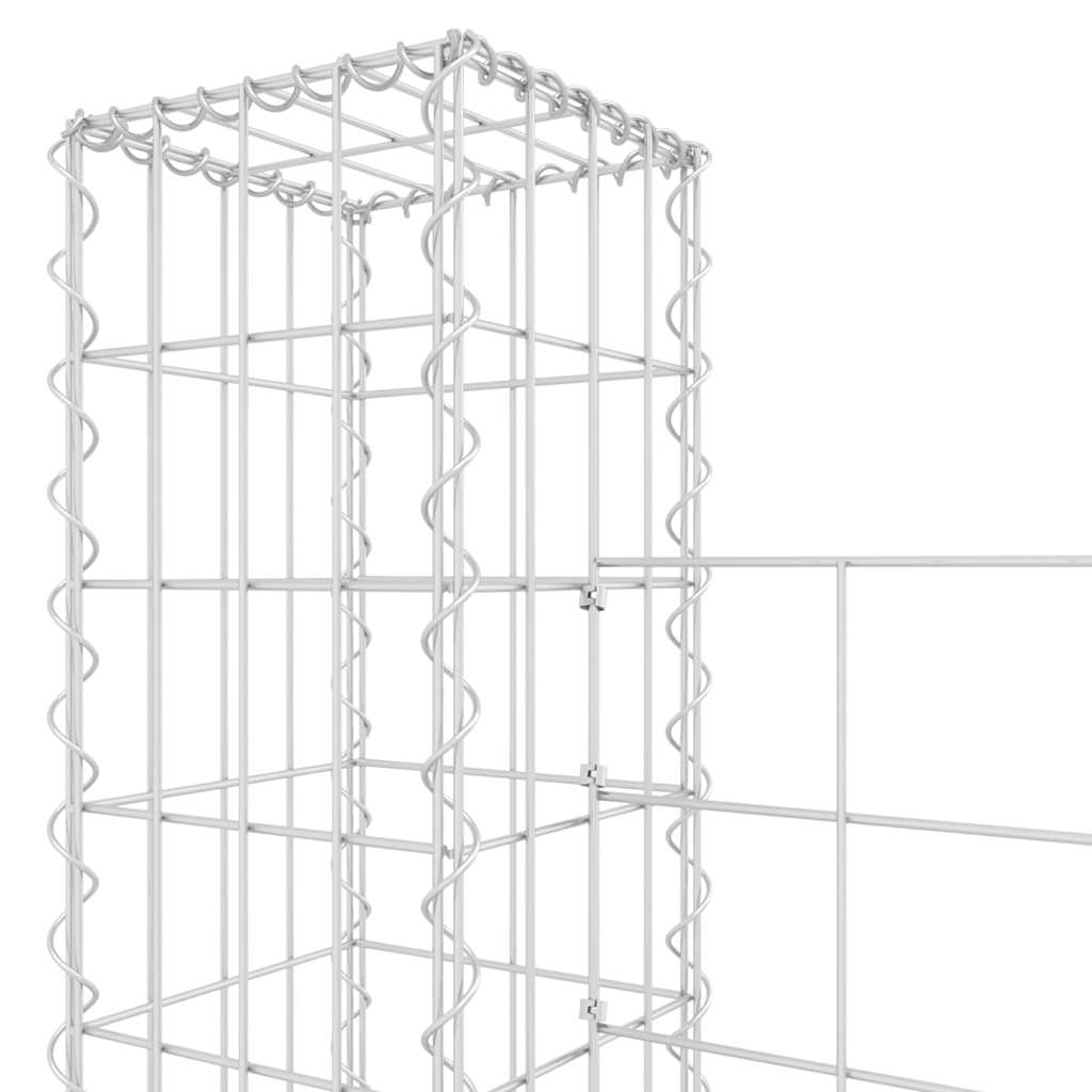 vidaXL U-shape Gabion Basket with 4 Posts Iron 380x20x200 cm 5