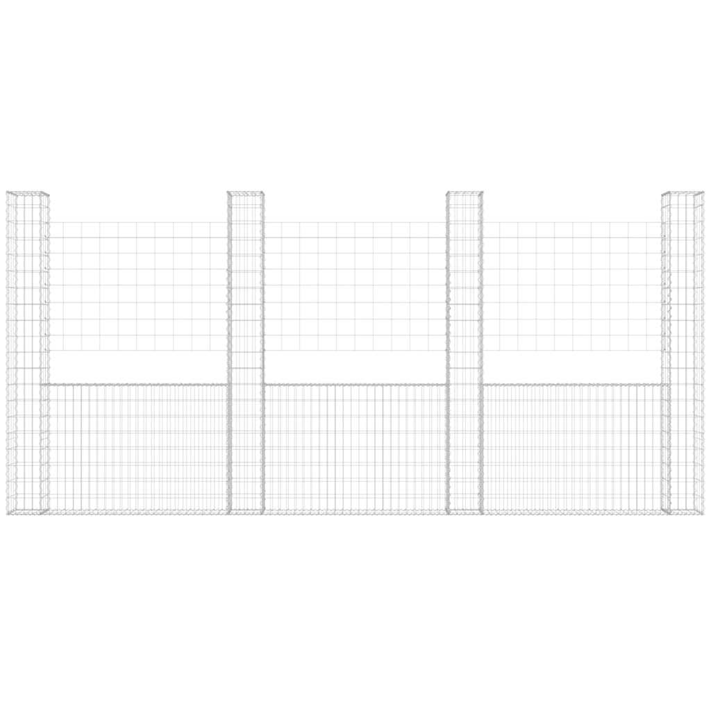 vidaXL U-shape Gabion Basket with 5 Posts Iron 500x20x200 cm 3