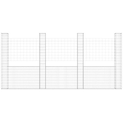 vidaXL U-shape Gabion Basket with 5 Posts Iron 500x20x200 cm 3