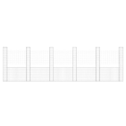 vidaXL U-shape Gabion Basket with 6 Posts Iron 620x20x200 cm 3