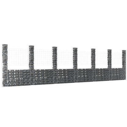 vidaXL U-shape Gabion Basket with 2 Posts Iron Height 200 cm