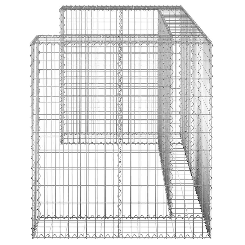 vidaXL Gabion Wall for Garbage Bins Galvanised Steel 180x100x110 cm 4